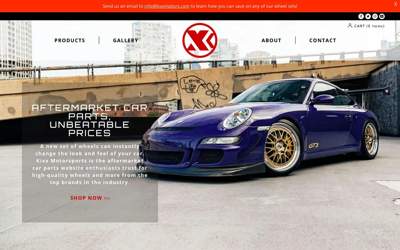 Kixx Motorsports website home page